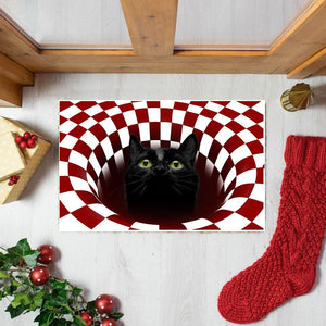 [sk0151-dom-lad] Doormat black CATS CUTE Decorate The HOUSE - Camellia Print