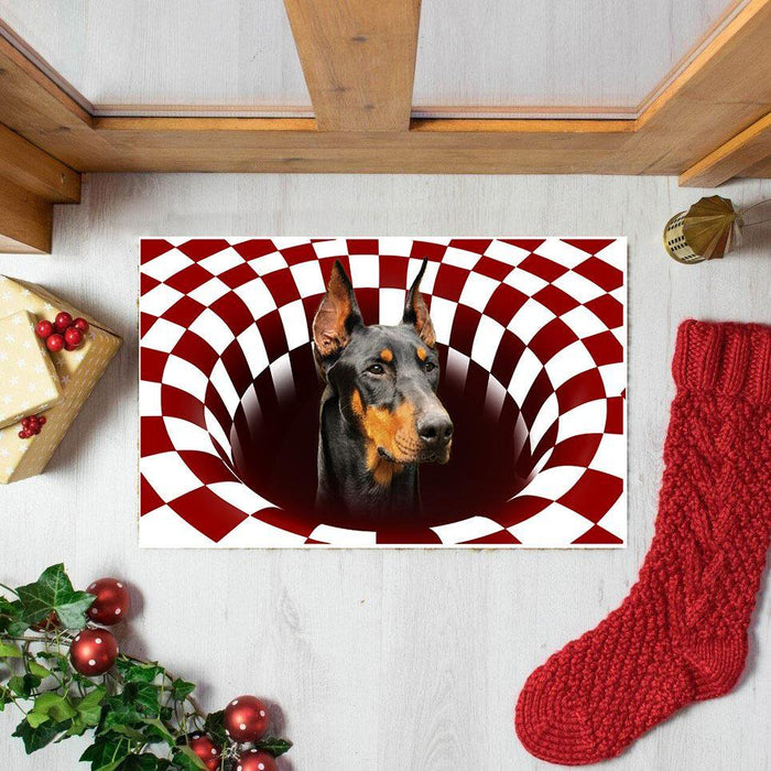 [sk0152-dom-lad] Doormat doberman DOGS CUTE Decorate The HOUSE - Camellia Print