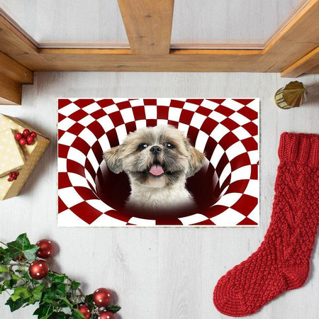 [sk0154-dom-lad] Doormat shih tzu DOGS CUTE Decorate The HOUSE - Camellia Print