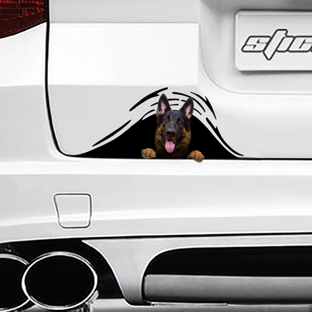 [sk0211-snf-ptd] Funny german dogs Car Sticker Lover - Camellia Print