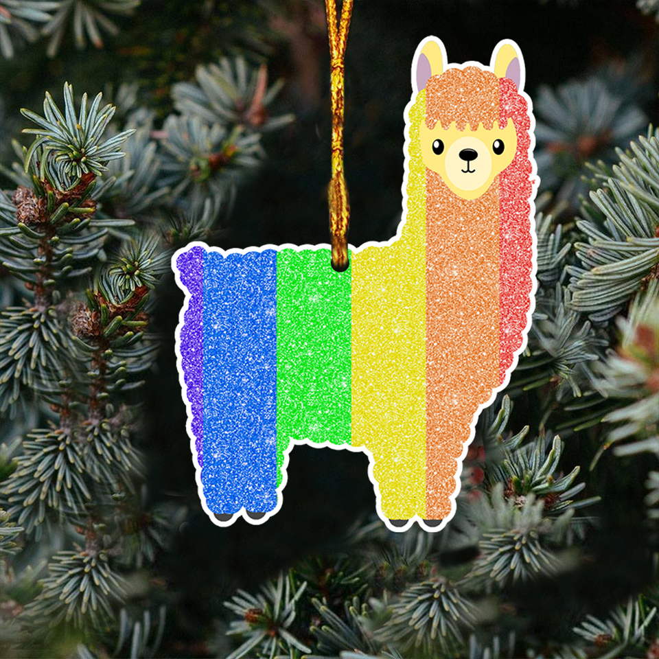 [sk0325-pw-ornm-lad] Ornament LGBT alpaca Gift For Christmas Decorate The Pine Tree - Camellia Print
