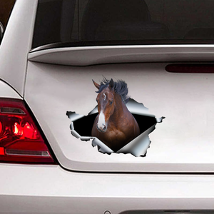 [sk0352-snf-ptd] Horse Crack Car Sticker animals lover - Camellia Print