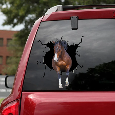 [sk0353-snf-ptd] Horse Crack Car Sticker animals lover - Camellia Print