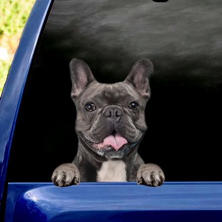 [sk0411-snf-PTD] Funny french bulldog Car Sticker dogs Lover - Camellia Print