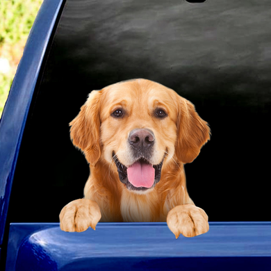 [sk0413-snf-PTD] Funny golden Car Sticker dogs Lover - Camellia Print