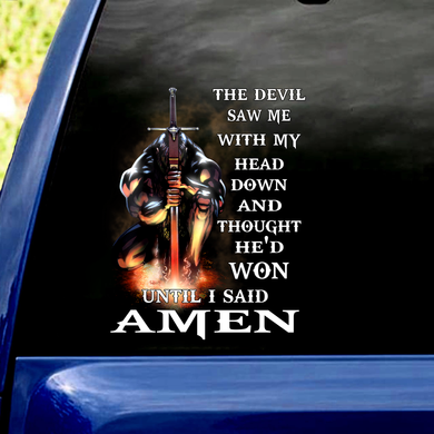 [sk0418-snf-PTD] I said Amen Car Sticker - Camellia Print