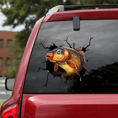 P Fishing Crack Sticker Car Window Happy Car Decals Presents For Dads