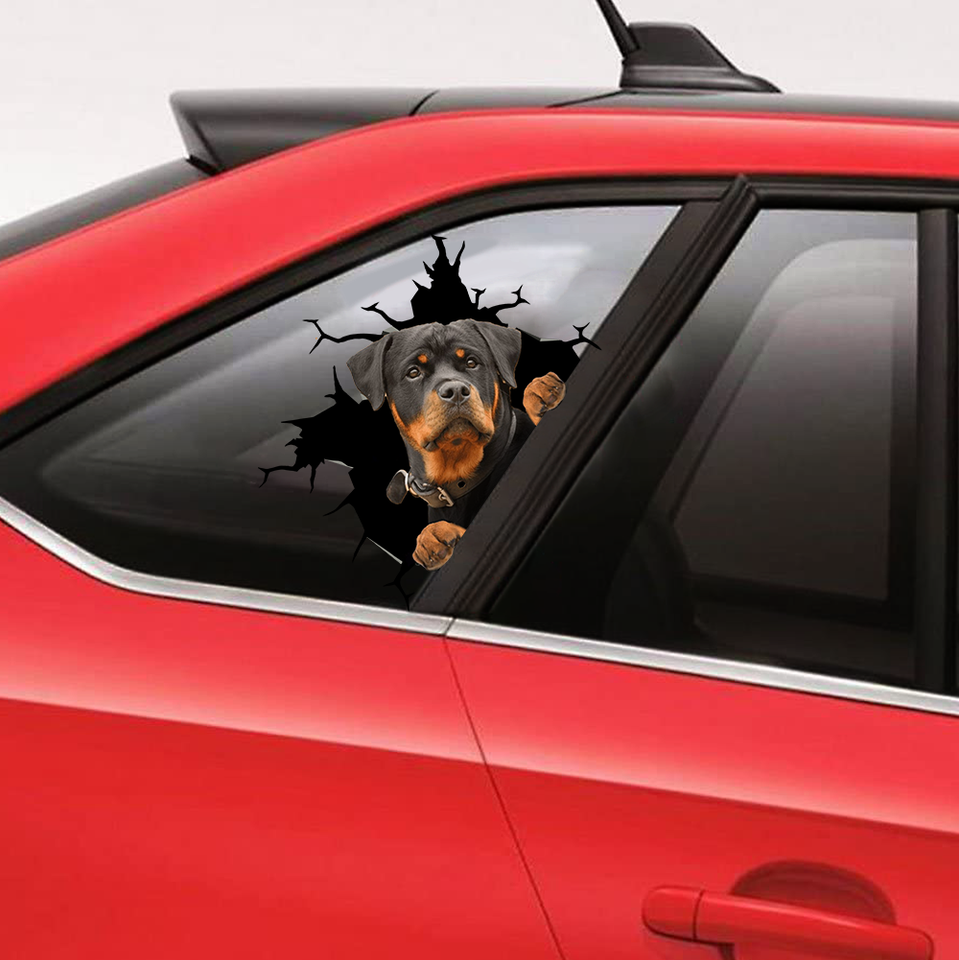 Funny Rottweilers Crack Sticker Car You Cute Circle Stickers Family Gifts