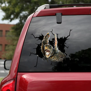 [sk0618-snf-ptd]-sea-turtle-crack-sticker-animals-lover