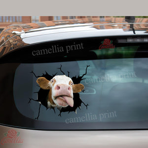 Cow Crack Sticker Car Window Fun Small Stickers White Elephant Gift