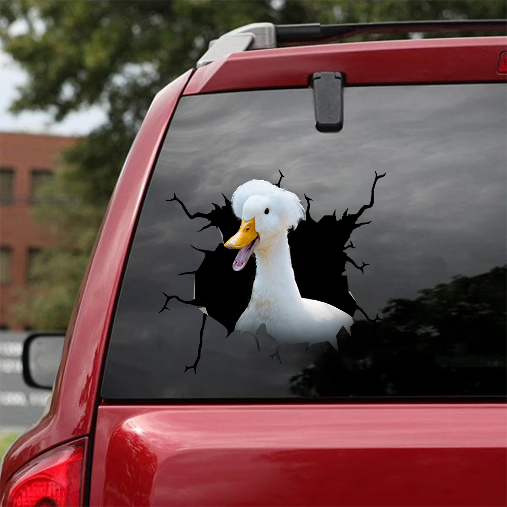 [sk0734-snf-tnt]-duck-crack-car-sticker-animals-lover
