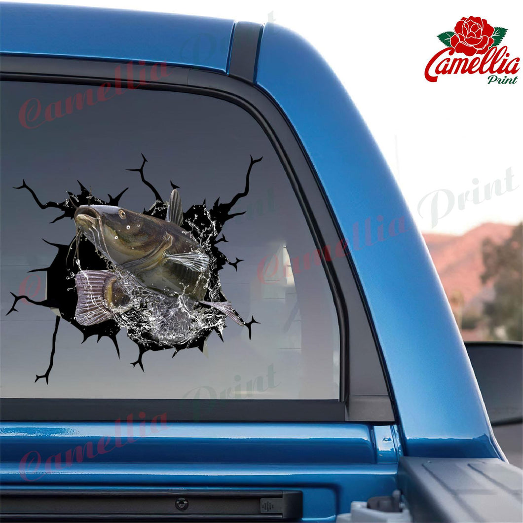 Catfish Fishing Crack Dad Decal Cool Removable Stickers Mother's Day Gifts From Daughter