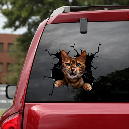 Bengal Cat Crack Decal Sticker Car A Cute Custom Sticker Maker Gift Ideas For Wife