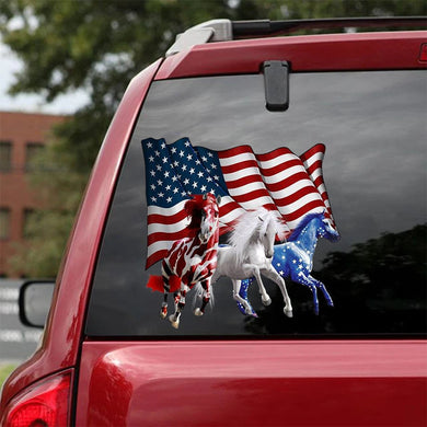 [sk1134-snf-ptd]-horse-american-flag-car-sticker-