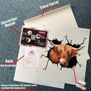 Scottish Highland Cow Crack Bone Sticker Fun Bumper Stickers One Year Anniversary Gifts