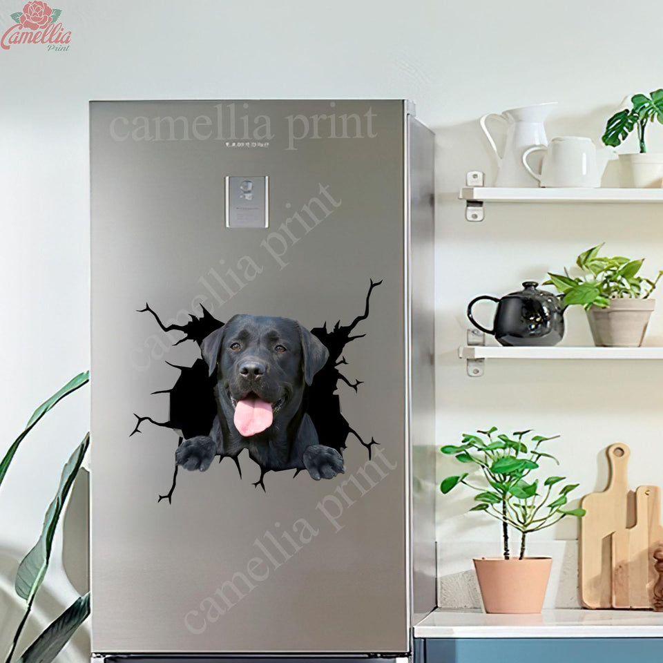 Black Labrador Crack Decor Decal Funny Faces Custom Stickers Couple Gift Ideas