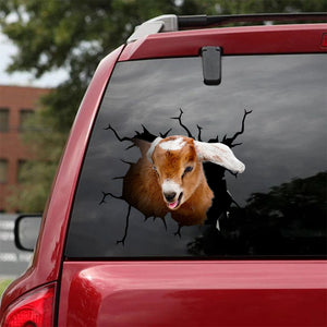 [sk1456-snf-lad]-goat-crack-car-sticker-cattle-lover