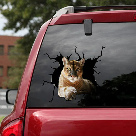 [sk1537-snf-tnt]-cougar-crack-car-sticker-animals-lover
