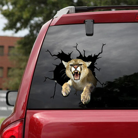 [sk1538-snf-tnt]-cougar-crack-car-sticker-animals-lover