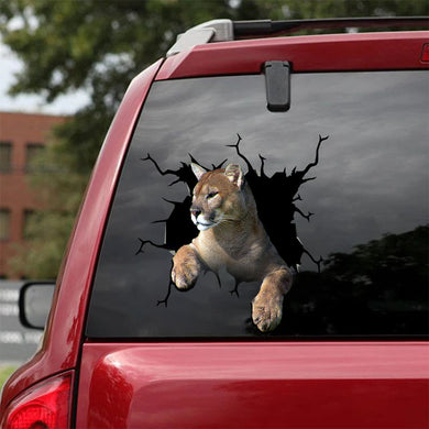 [sk1539-snf-tnt]-cougar-crack-car-sticker-animals-lover