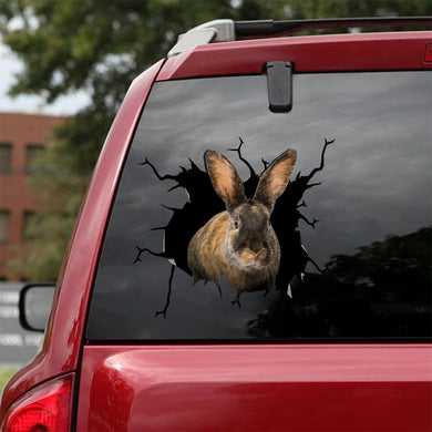 [sk1542-snf-tnt]-rabbit-crack-car-sticker-animals-lover