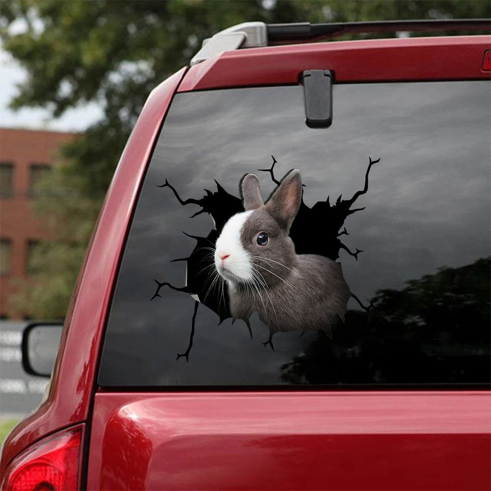 [sk1543-snf-tnt]-rabbit-crack-car-sticker-animals-lover