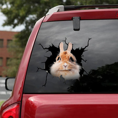 [sk1549-snf-tnt]-rabbit-crack-car-sticker-animals-lover