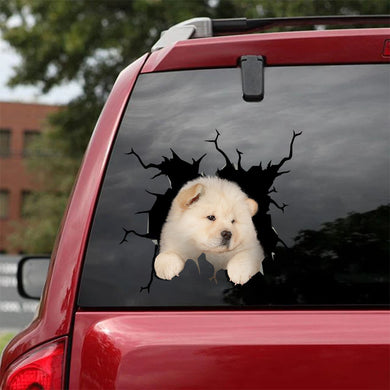 [sk1574-snf-tnt]-chow-chow-crack-car-sticker-dogs-lover