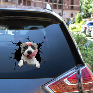 American Pitbull Terrier Crack Decal Items Your Cute Bumper Sticker Maker Best Friend Christmas Gifts