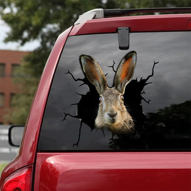 [sk1736-snf-tnt]-hare-crack-car-sticker-hunting-lover