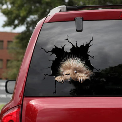 [sk1739-snf-tnt]-porcupine-crack-car-sticker-hunting-lover