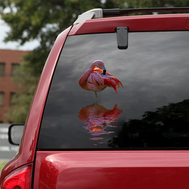 [sk1740-snf-tnt]-flamingo-crack-car-sticker-animals-lover