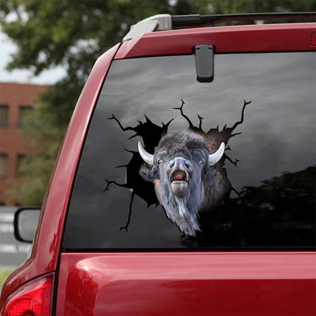 [sk1798-snf-tnt]-bison-crack-car-sticker-hunting-lover