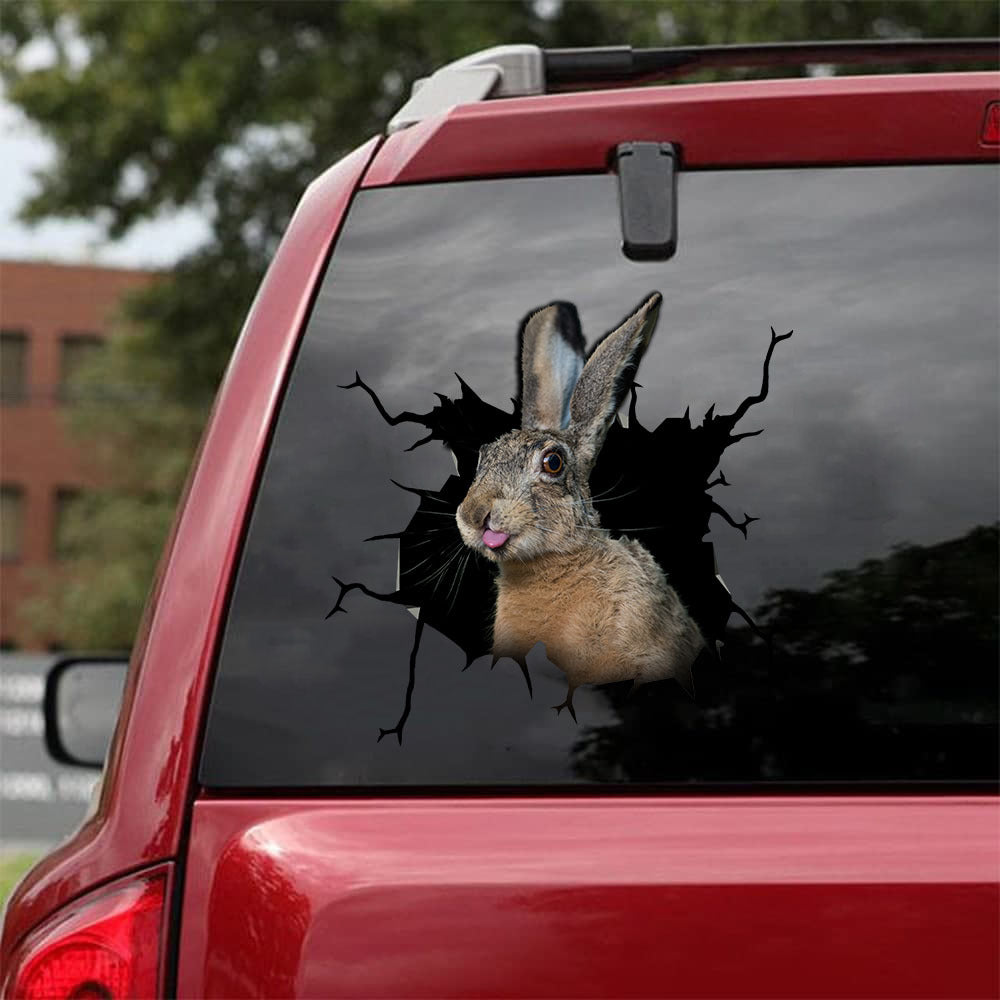 [sk1799-snf-tnt]-hare-crack-car-sticker-hunting-lover