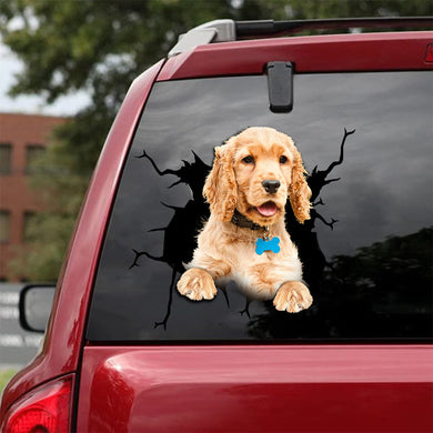Cocker Spaniel Blonde Crack Sticker For Back Window Wiper Funny Window Decals Birthday Gifts For Women