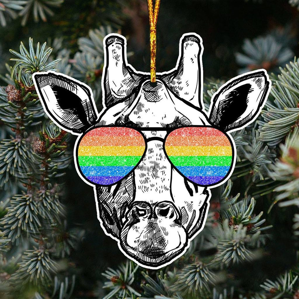 [sk0324-pw-ornm-lad] Ornament LGBT giraffe Gift For Christmas Decorate The Pine Tree - Camellia Print
