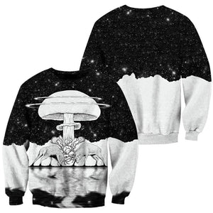 All Over Print Monochrome Mushroom Hoodie