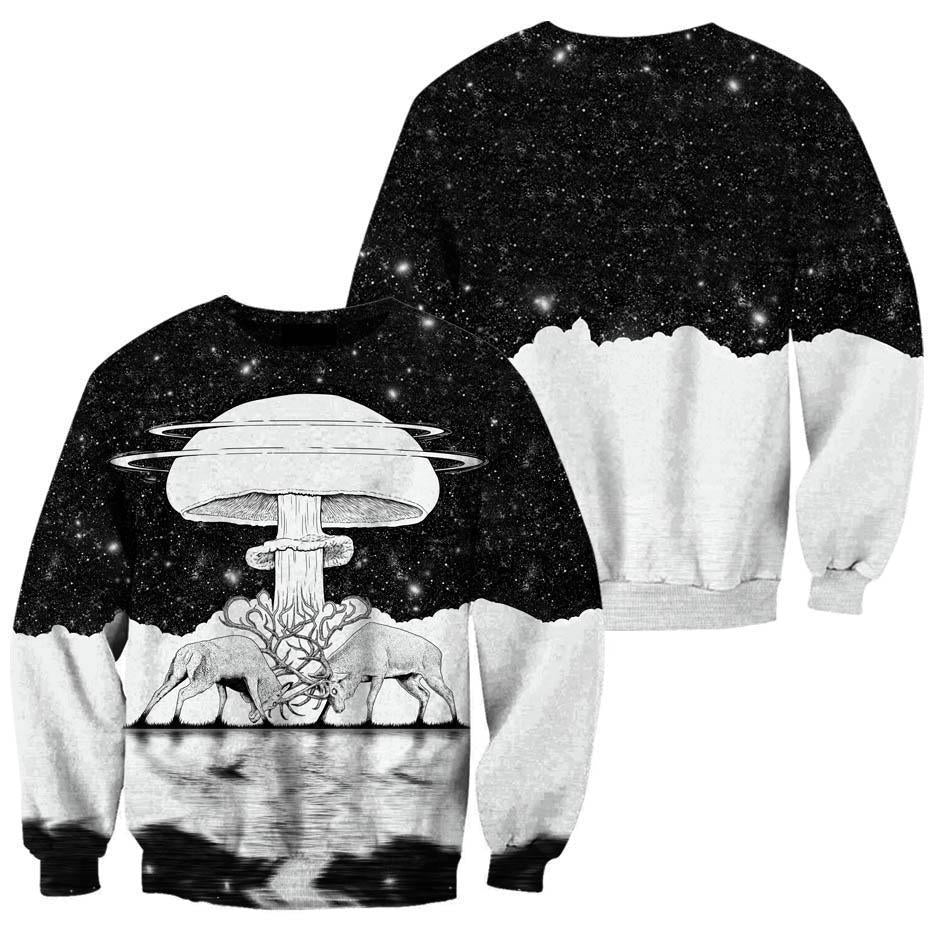 All Over Print Monochrome Mushroom Hoodie