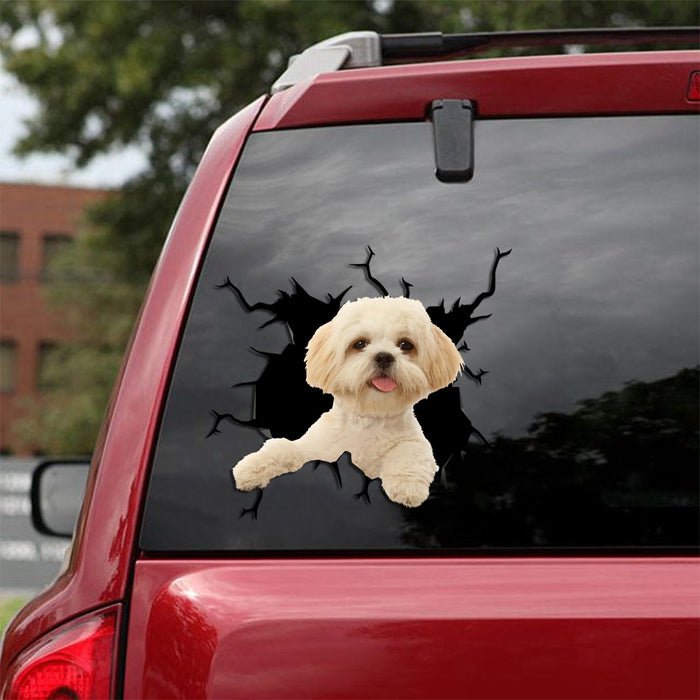 [sk0773-snf-tpa]-shih-tzu-crack-car-sticker-dogs-lover