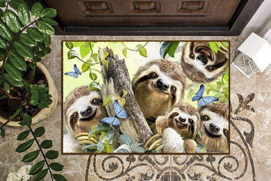 [sk0299-dom-tpa] Doormat Sloth Decorate The HOUSE - Camellia Print