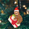 [sk0072-pw-ornm-tpa] Ornament Sloth Gift For Christmas Decorate The Pine Tree - Camellia Print