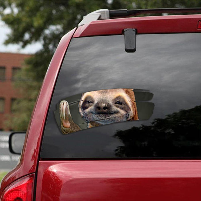 [sk0174-snf-tpa] Funny Sloth animal Car Sticker Lover - Camellia Print