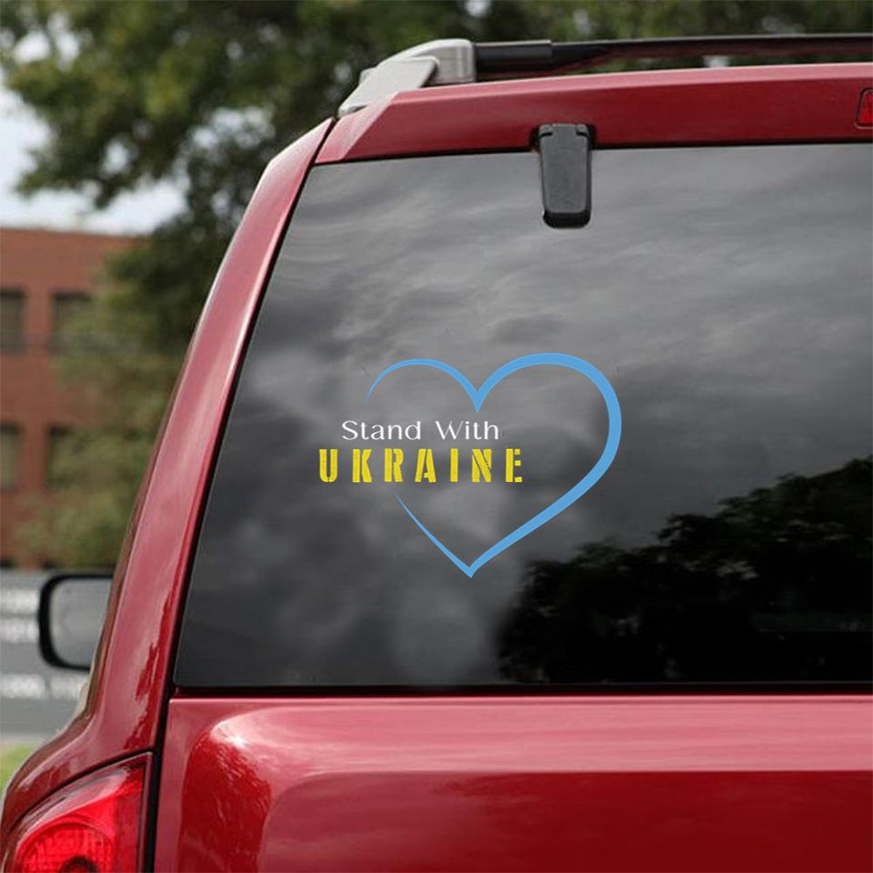 Stand With Ukraine Essential Car Vinyl Decal Sticker