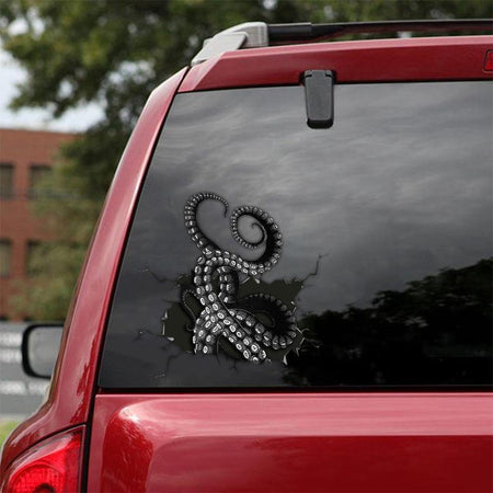 [sk0403-snf-tpa] Octopus Crack car Sticker animals lover - Camellia Print