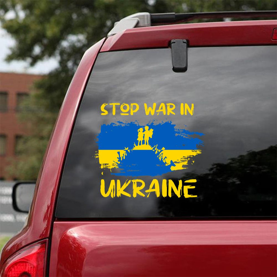 Stop The War In Ukraine Gift Ukraine Flag Car Vinyl Decal Sticker