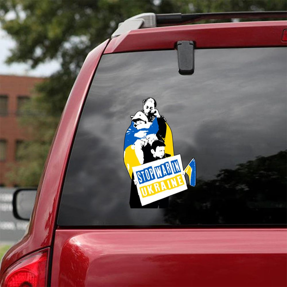 Stop The War Stand With Ukraine Car Vinyl Decal Sticker