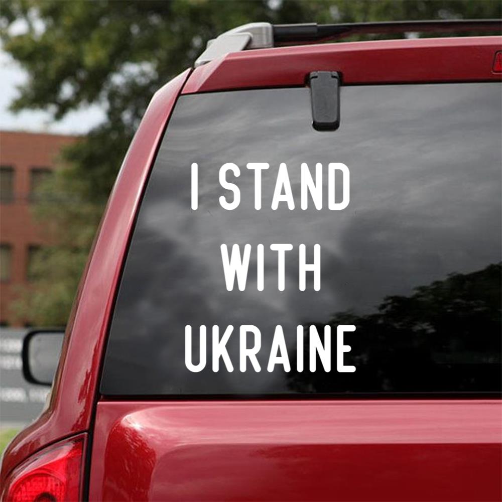Support Ukraine I Stand With Ukraine Ukrainian American Essential Car Vinyl Decal Sticker