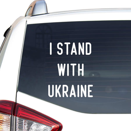 Support Ukraine I Stand With Ukraine Ukrainian American Essential Car Vinyl Decal Sticker