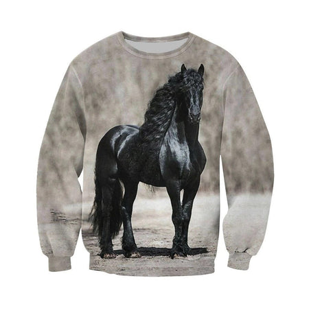 3D All Over Printed Black Horse Shirts