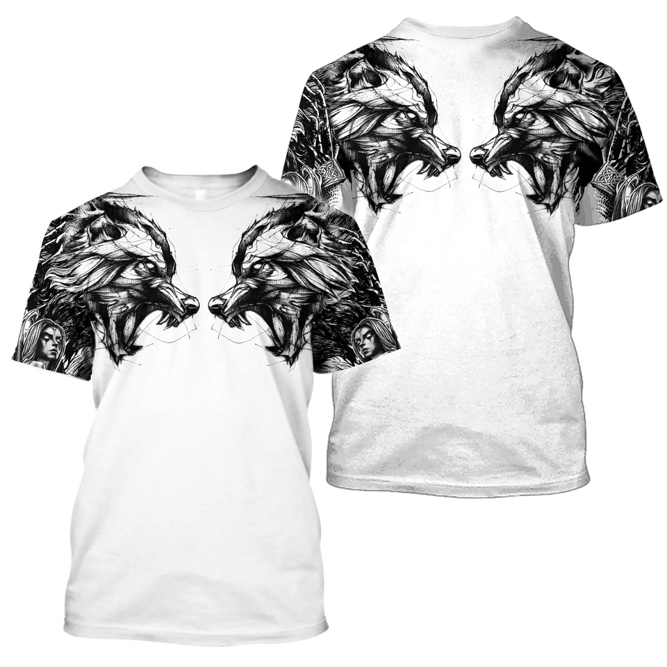 Tattoo Wolf Hoodie T Shirt For Men and Women HAC300502-NM